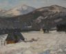7. Alfons Niemann (1886-1968) Pejzaż z widokiem Śnieżki 1 połowa XX wieku technika: olej, sklejka